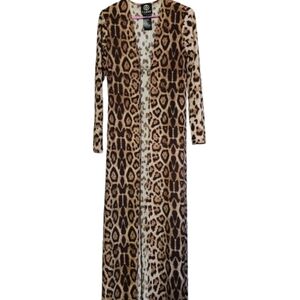 Womens S Leopard Animalcore Luxxe Maxi Cover Up Baddie Mob Wife Duster Dress